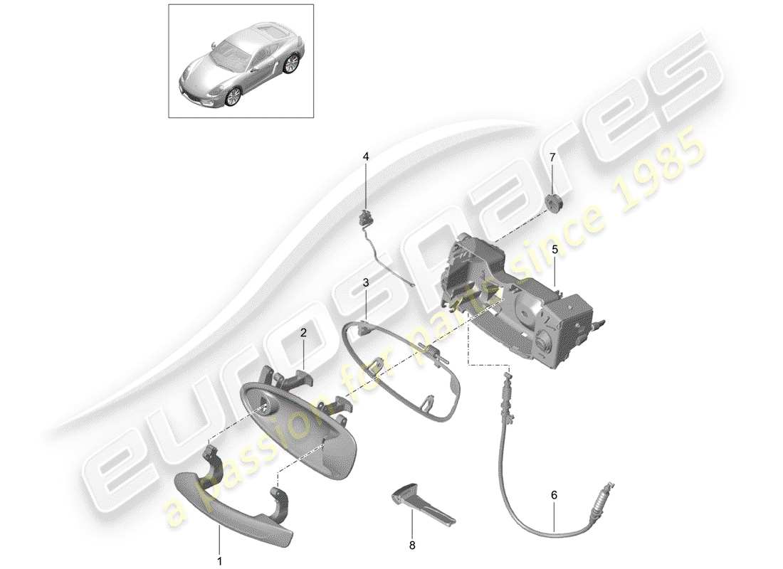 porsche 2015 (981 cayman) door handle part diagram