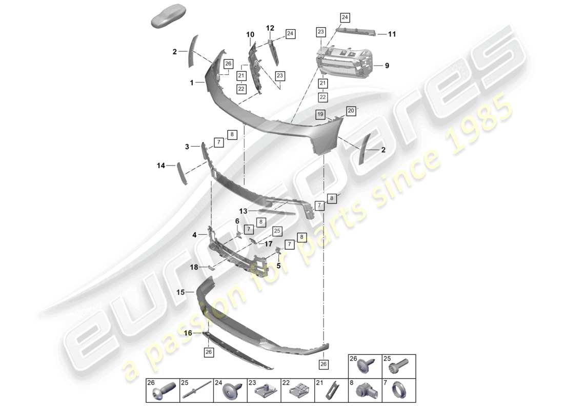 porsche 2019 (992-1) bumper front 911 dakar parts diagram