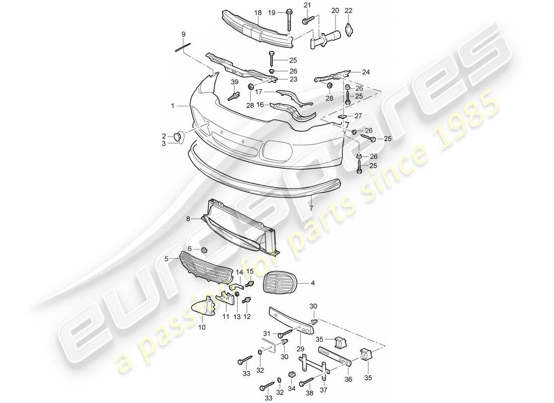 porsche 1999 (996) bumper parts diagram