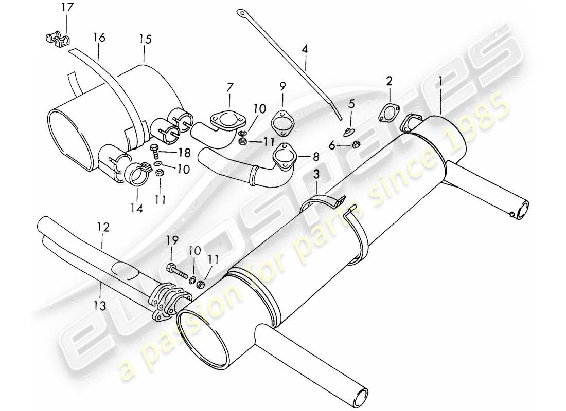 porsche 1963 (356b/356c) exhaust system - sport version - retainer - nr. 1 part diagram