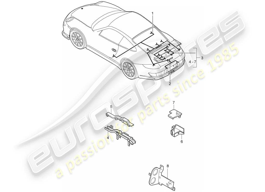 porsche 2007 (997-1 gt3) wiring harnesses parts diagram