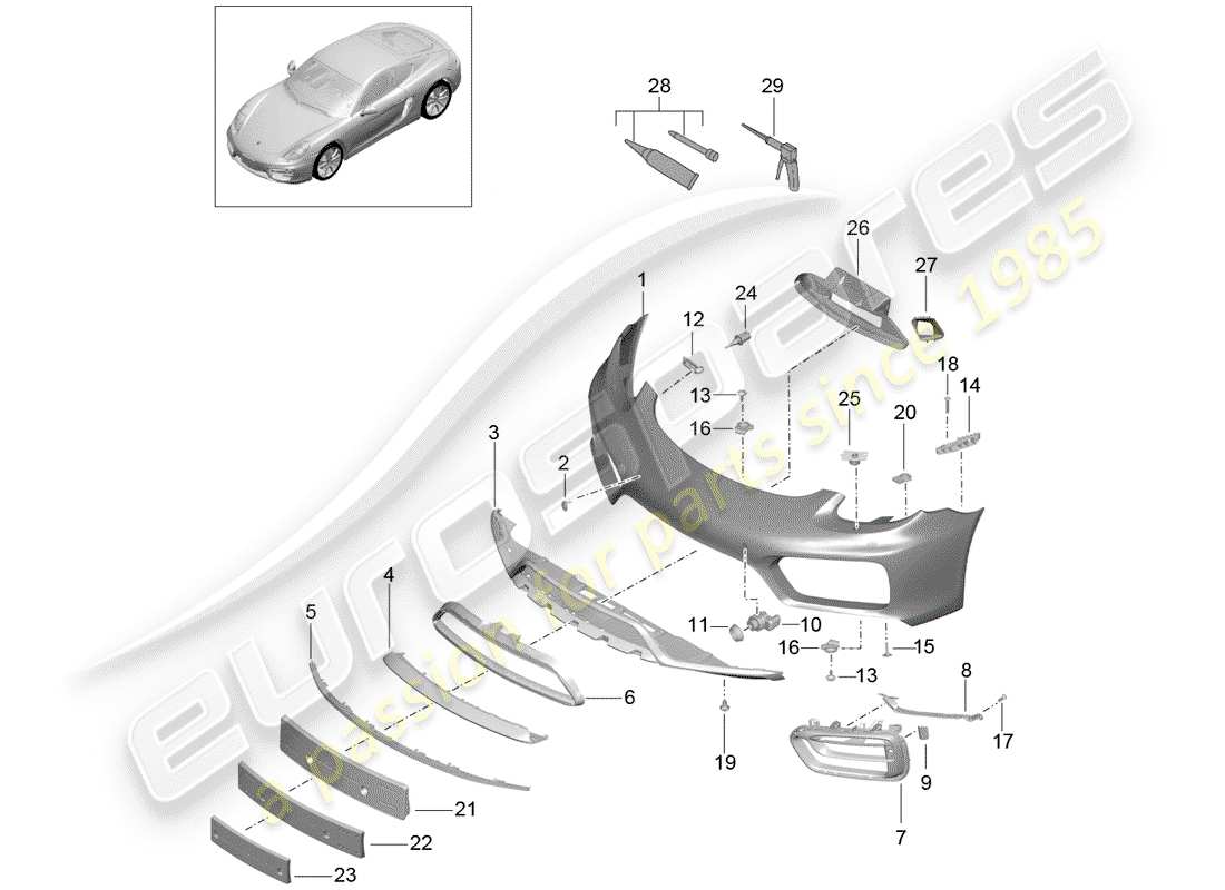 porsche 2016 (981 cayman) bumper part diagram