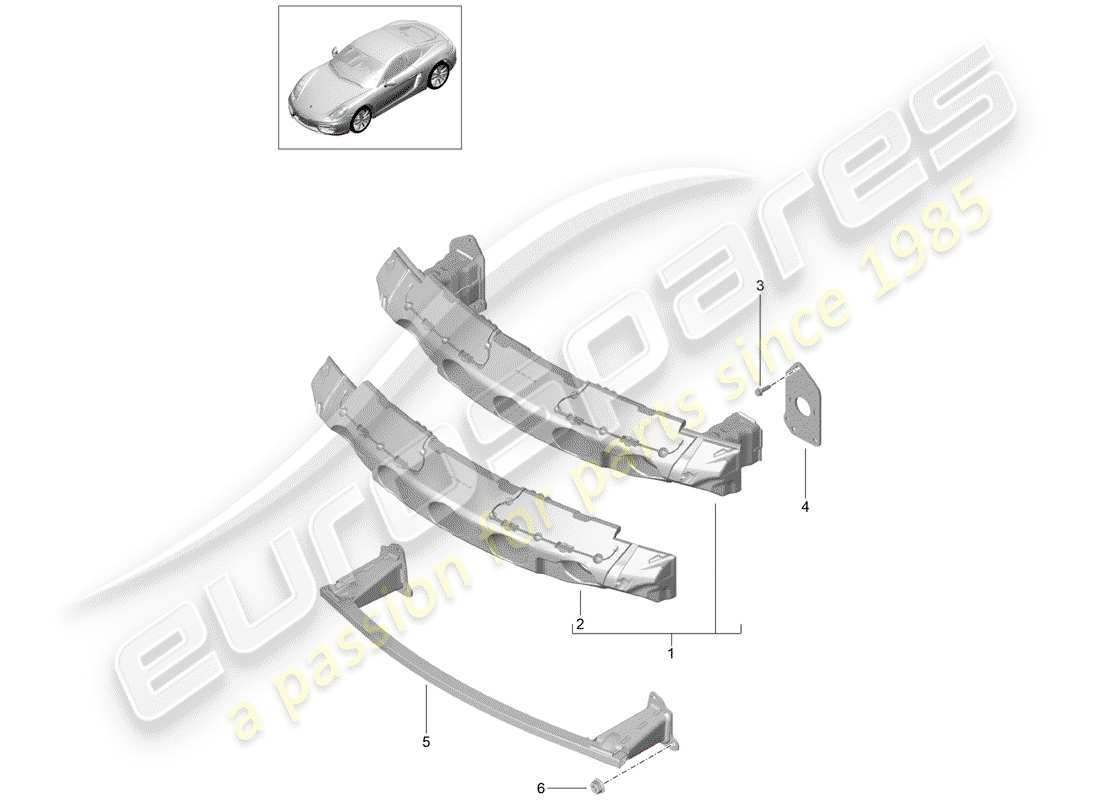 porsche 2016 (981 cayman) bumper bracket part diagram