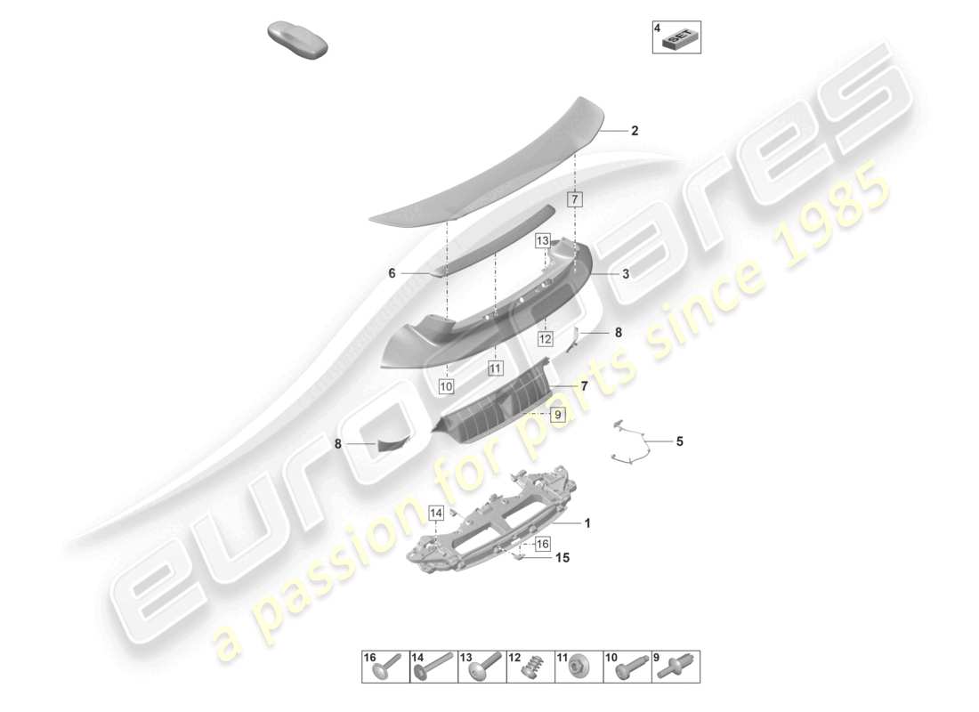 porsche 2019 (992-1) rear spoiler aerokit parts diagram