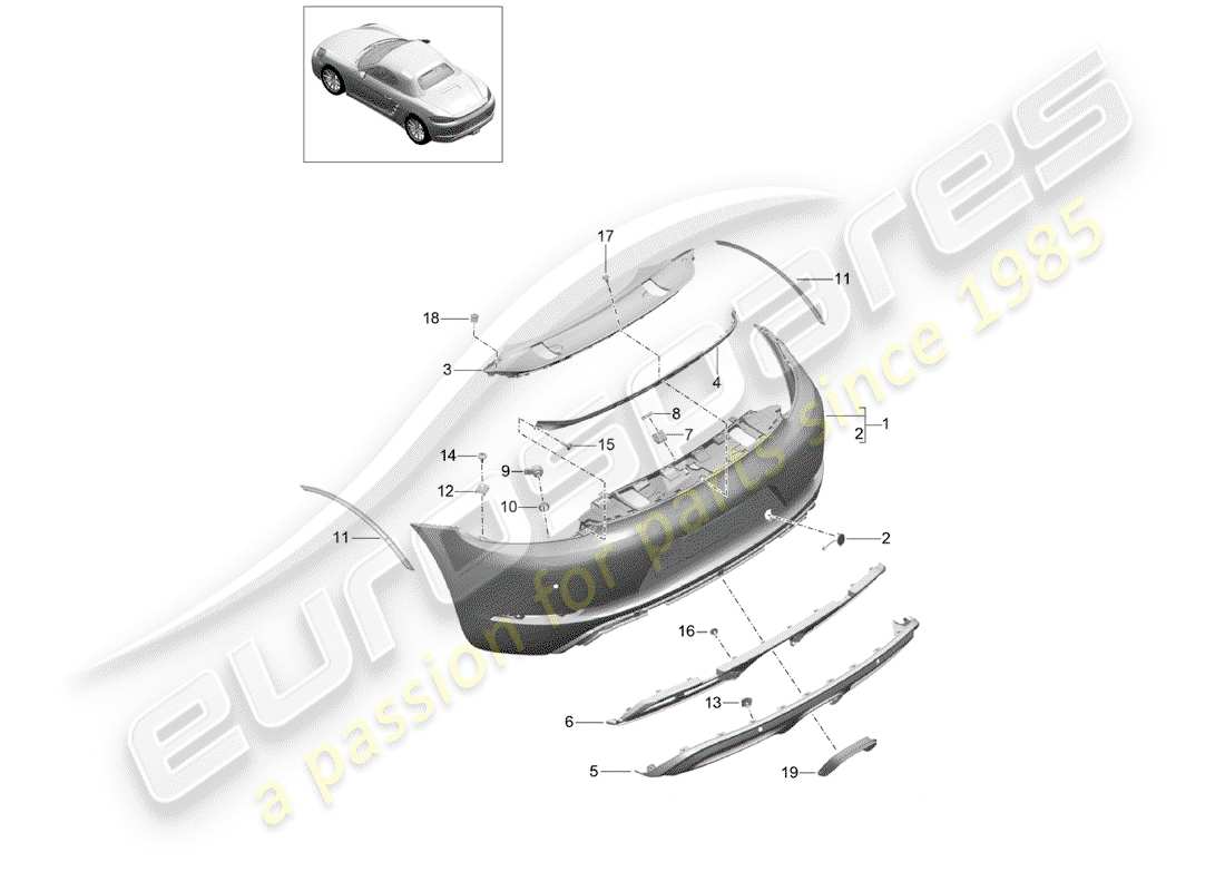 porsche 2019 (718 boxster) bumper part diagram