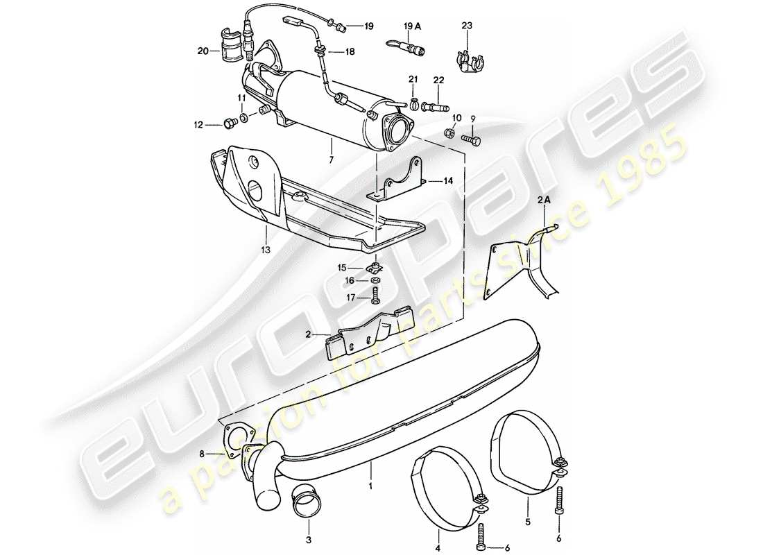 porsche 1987 (911) exhaust system part diagram