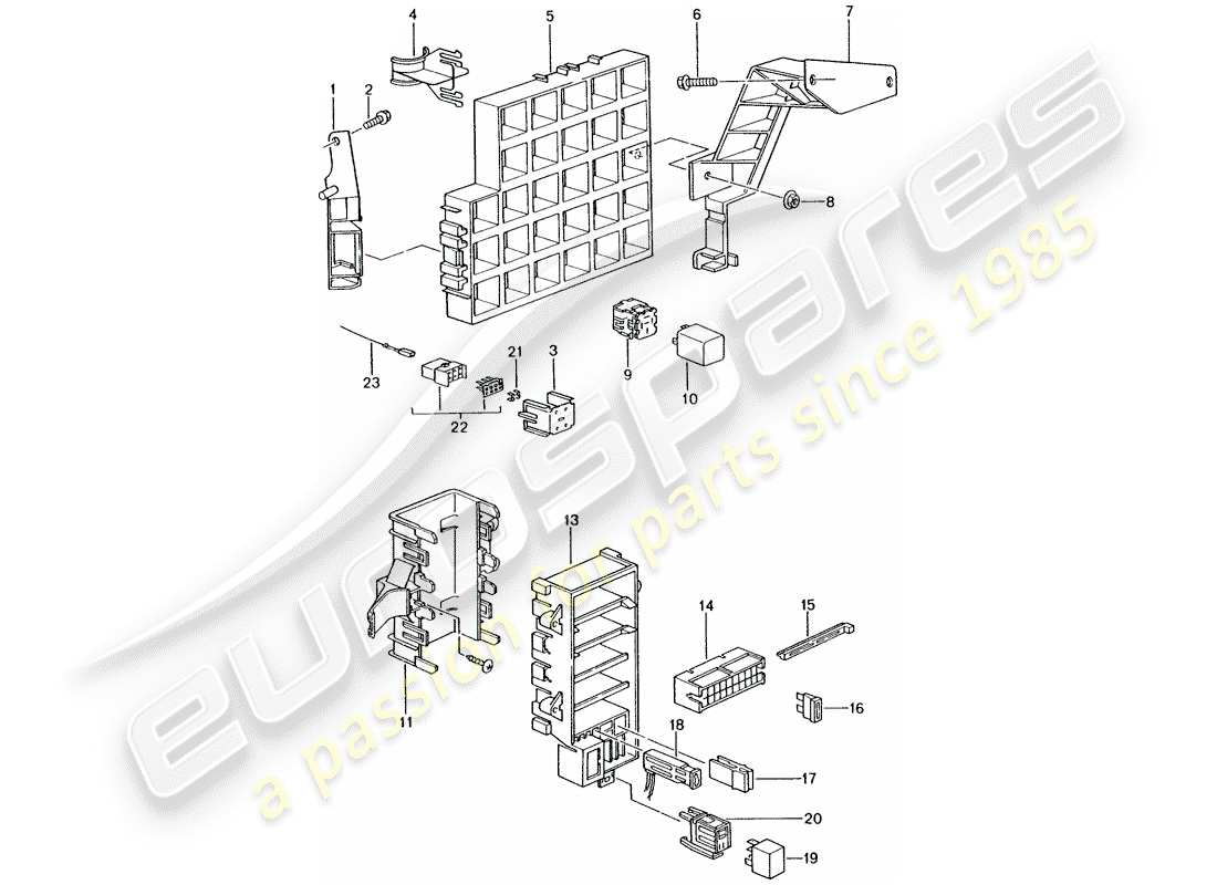 porsche 2003 (996 turbo / gt2) fuse box/relay plate - dashboard part diagram