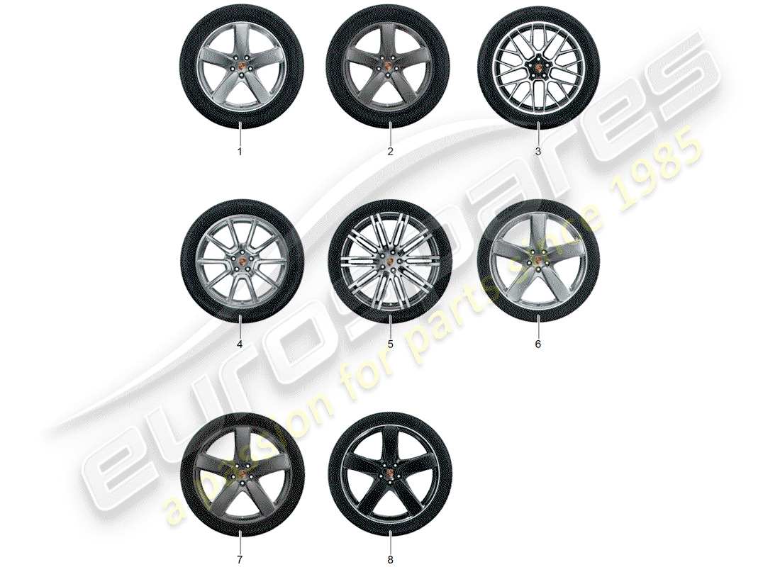 porsche 2019 (tequipment macan) wheel disc 'alum.' with part diagram