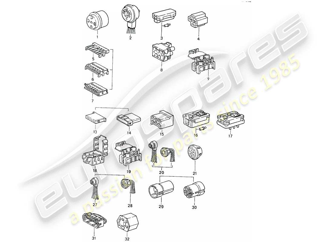 porsche 1989 (964) connector housing parts diagram