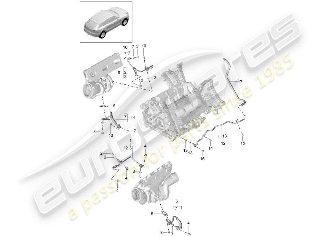 porsche 2016 (macan) oil return line part diagram