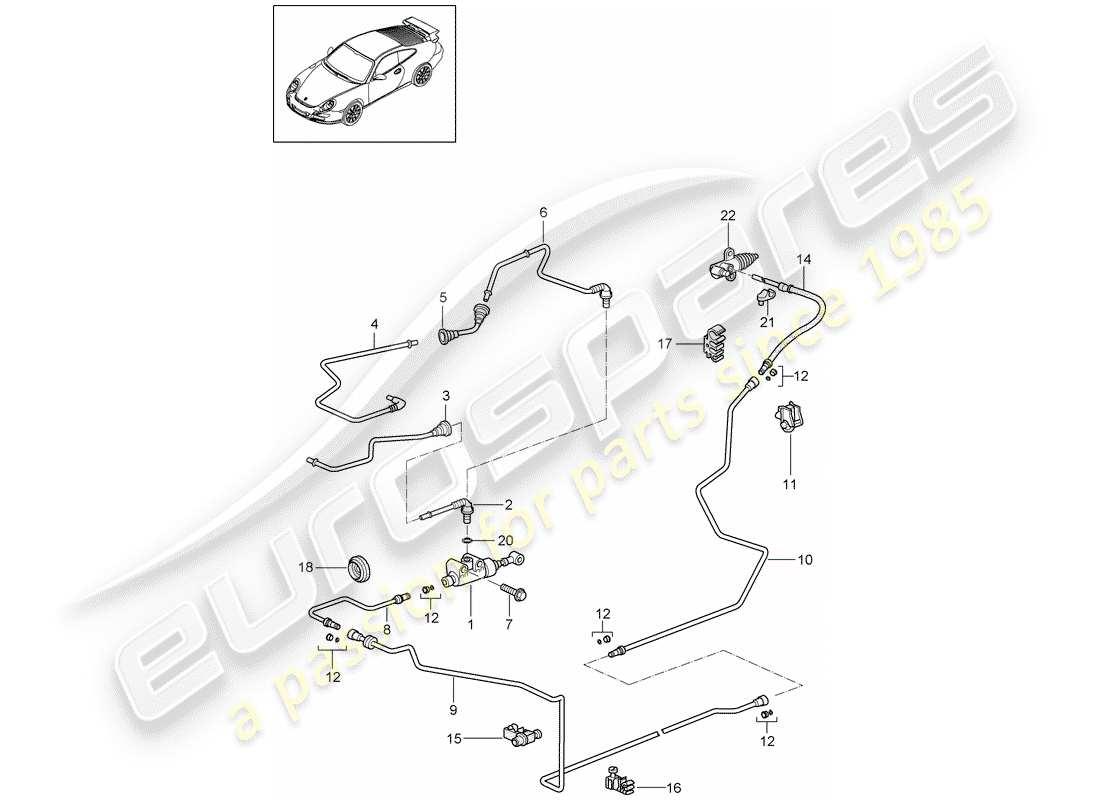 porsche 2011 (997-2 gt3) hydraulic clutch parts diagram