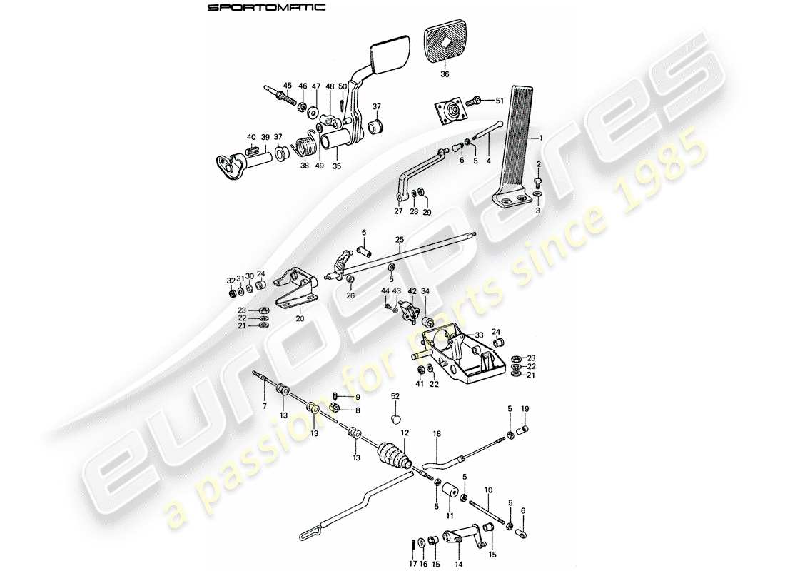porsche 1974 (911) pedals part diagram