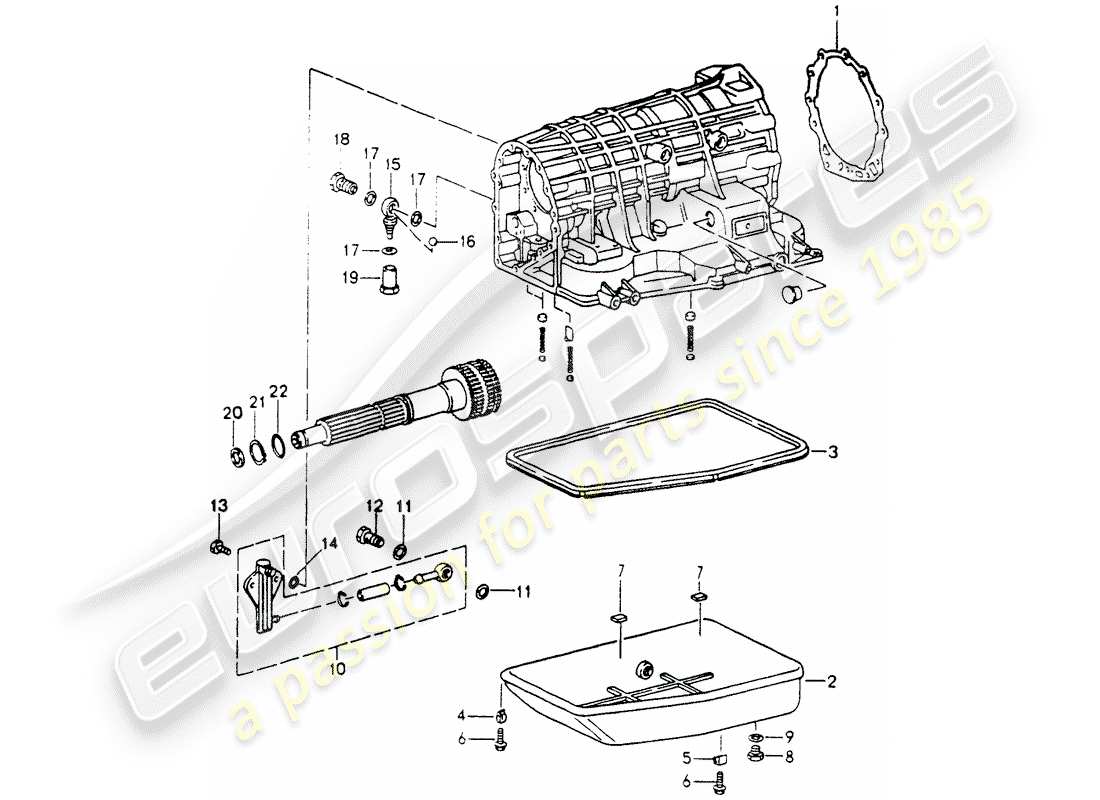 porsche 964 (1992) tiptronic - transmission case - oil pan part diagram