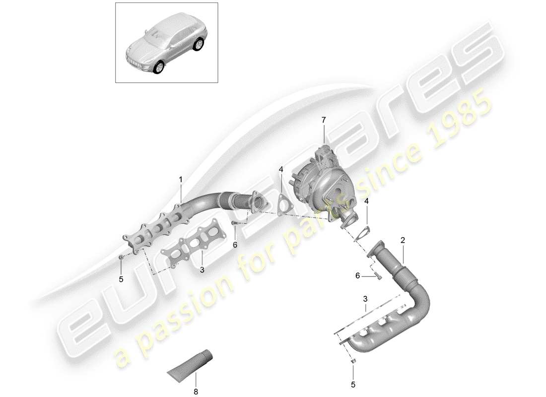 porsche 2016 (macan) exhaust system part diagram