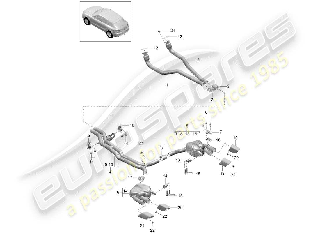 porsche 2016 (macan) exhaust system part diagram