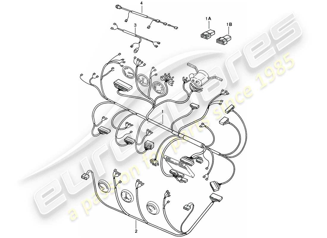 porsche 1984 (944) wiring harnesses - dashboard - center console part diagram