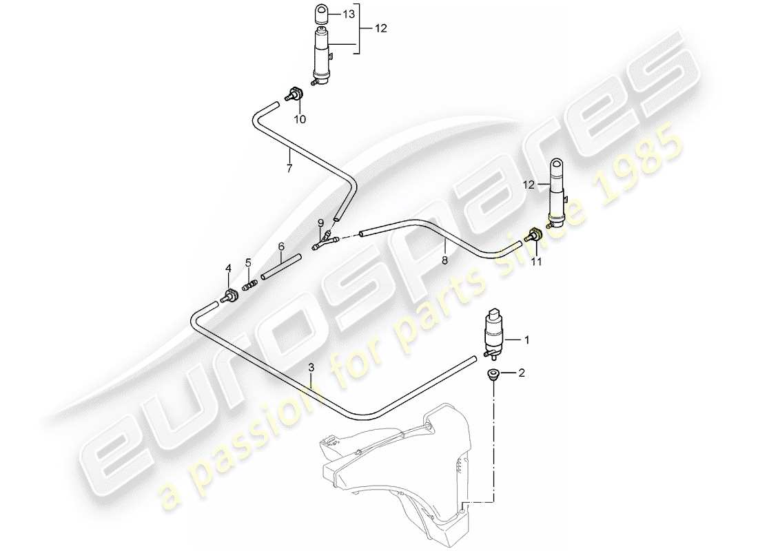 porsche 2006 (987 boxster) headlight washer system part diagram