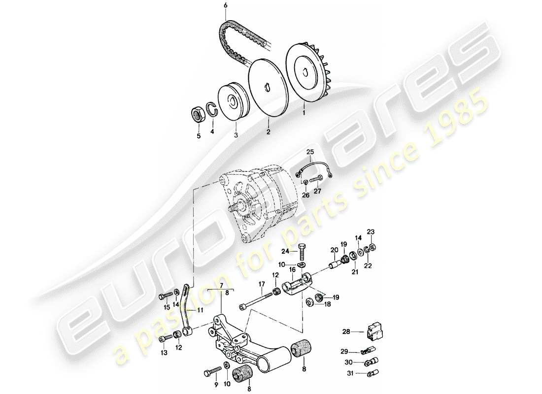 porsche 1981 (924) fasteners - alternator part diagram