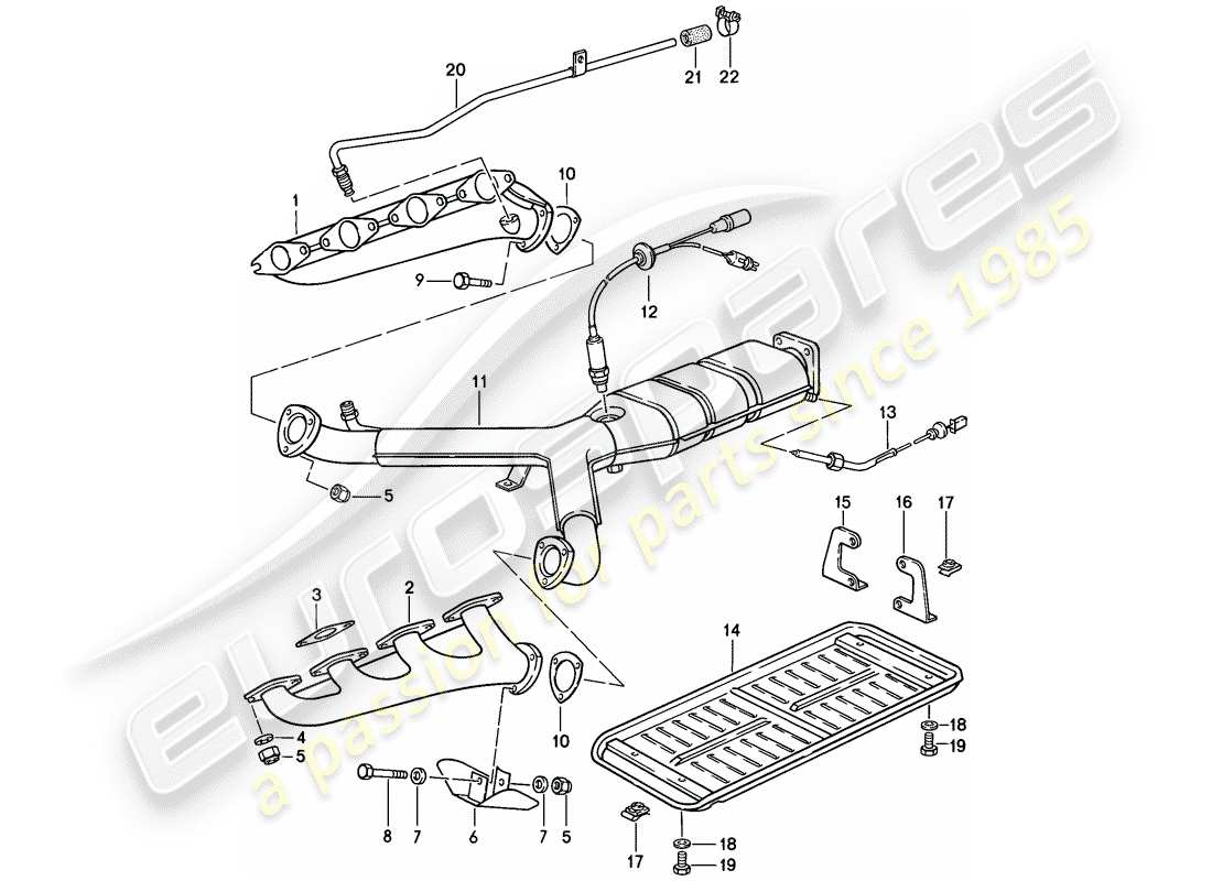 porsche 1985 (928) exhaust system - catalyst part diagram