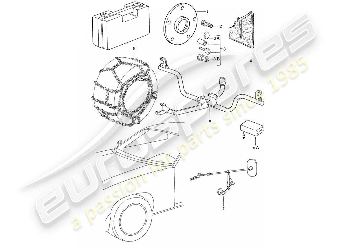 porsche 1990 (928) accessories part diagram
