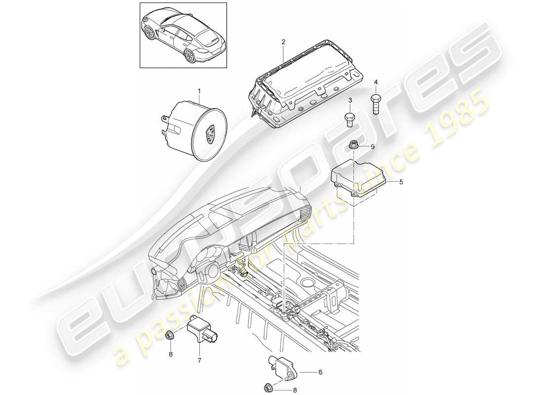 porsche 2013 (panamera 970) airbag parts diagram