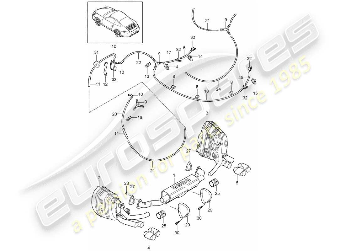 porsche 2012 (997-2) exhaust system part diagram