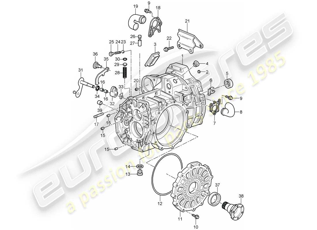 porsche 2011 (997-2 gt3) transmission case parts diagram
