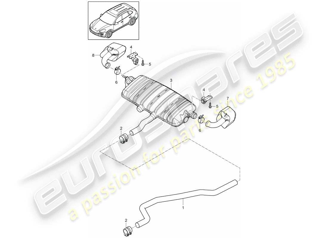porsche 2018 (cayenne e2 92a) exhaust system parts diagram