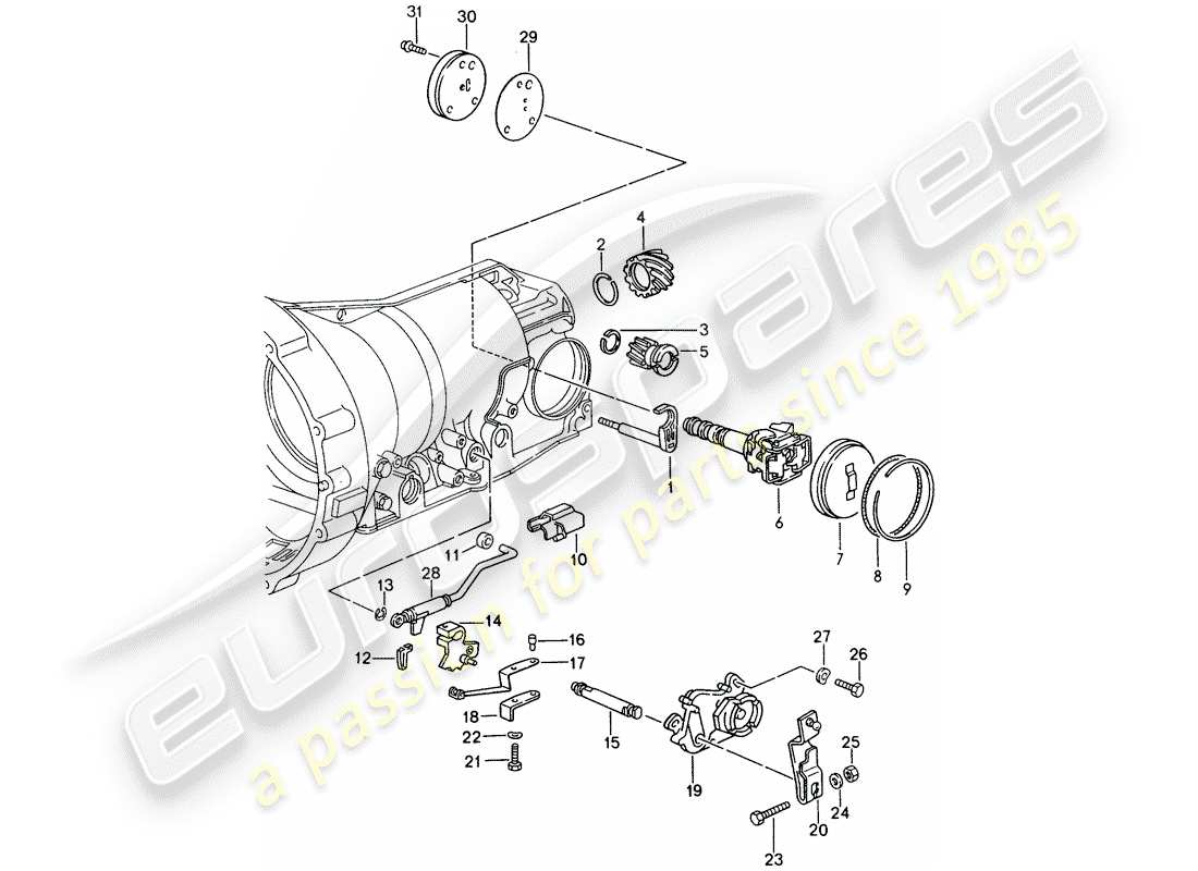porsche 928 (1995) automatic transmission - transmission case - installation parts parts diagram
