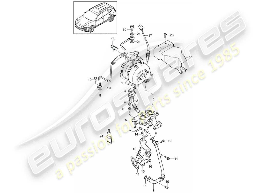 porsche 2015 (cayenne e2 92a) exhaust gas turbocharger part diagram
