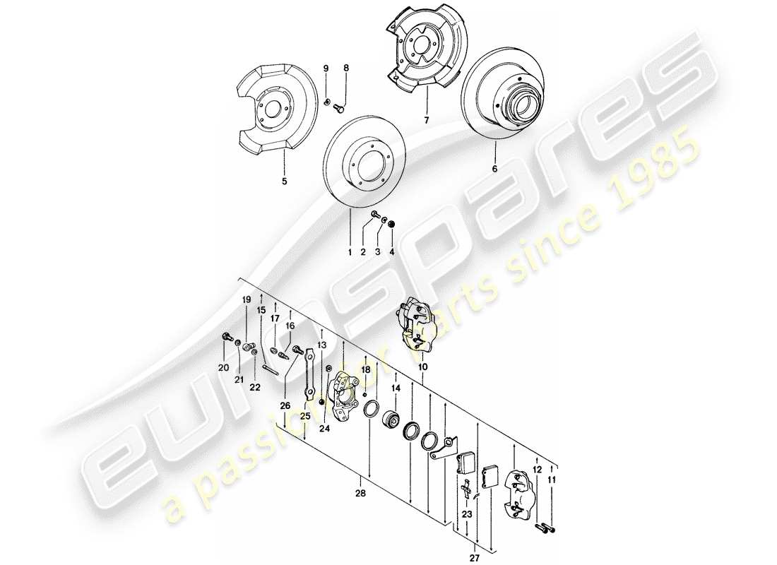 porsche 1970 (914) disc brakes part diagram