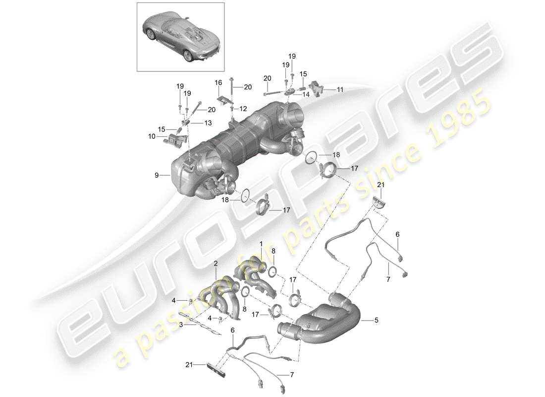 porsche 2015 (918 spyder) exhaust system part diagram