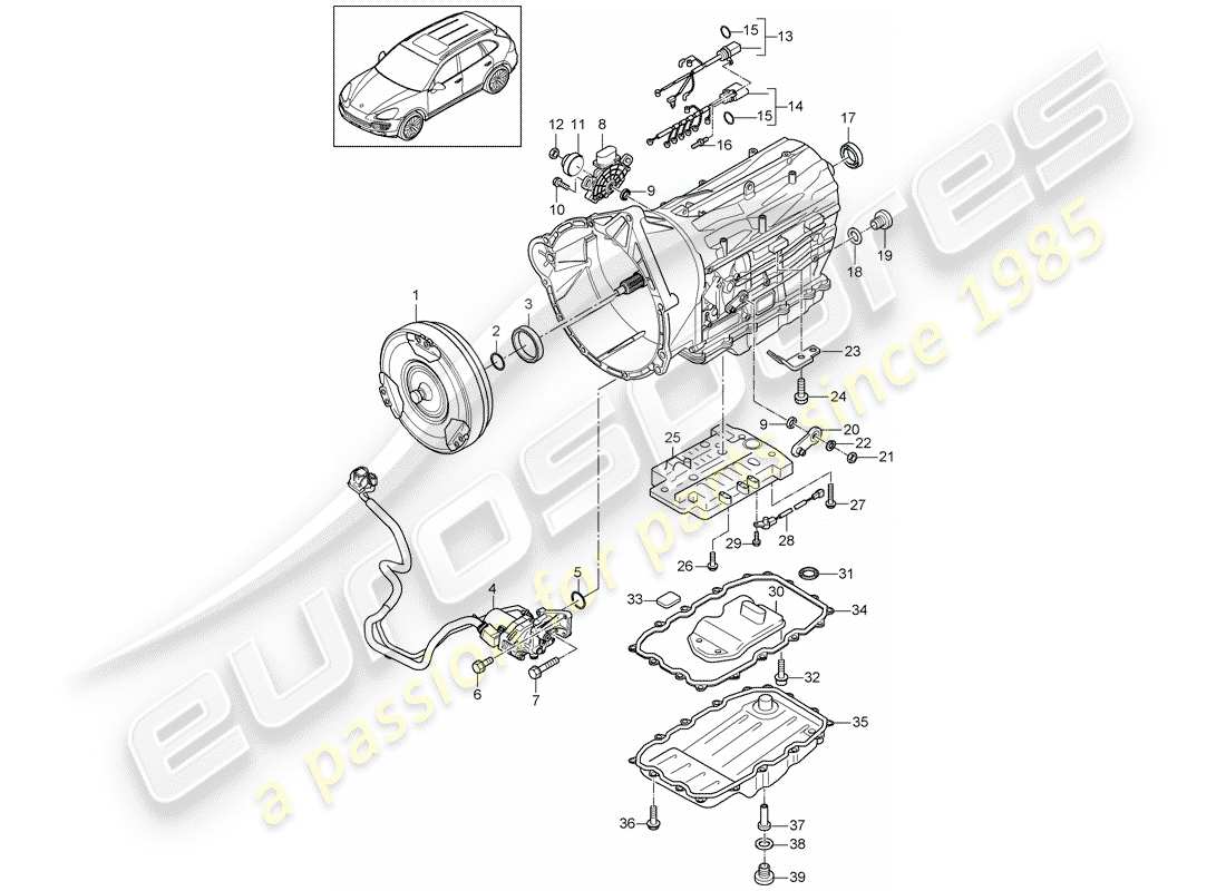 porsche cayenne e2 (2018) 8-speed automatic gearbox parts diagram