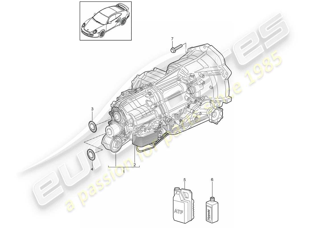 porsche 2012 (997-2 turbo / gt2 rs) - pdk - part diagram