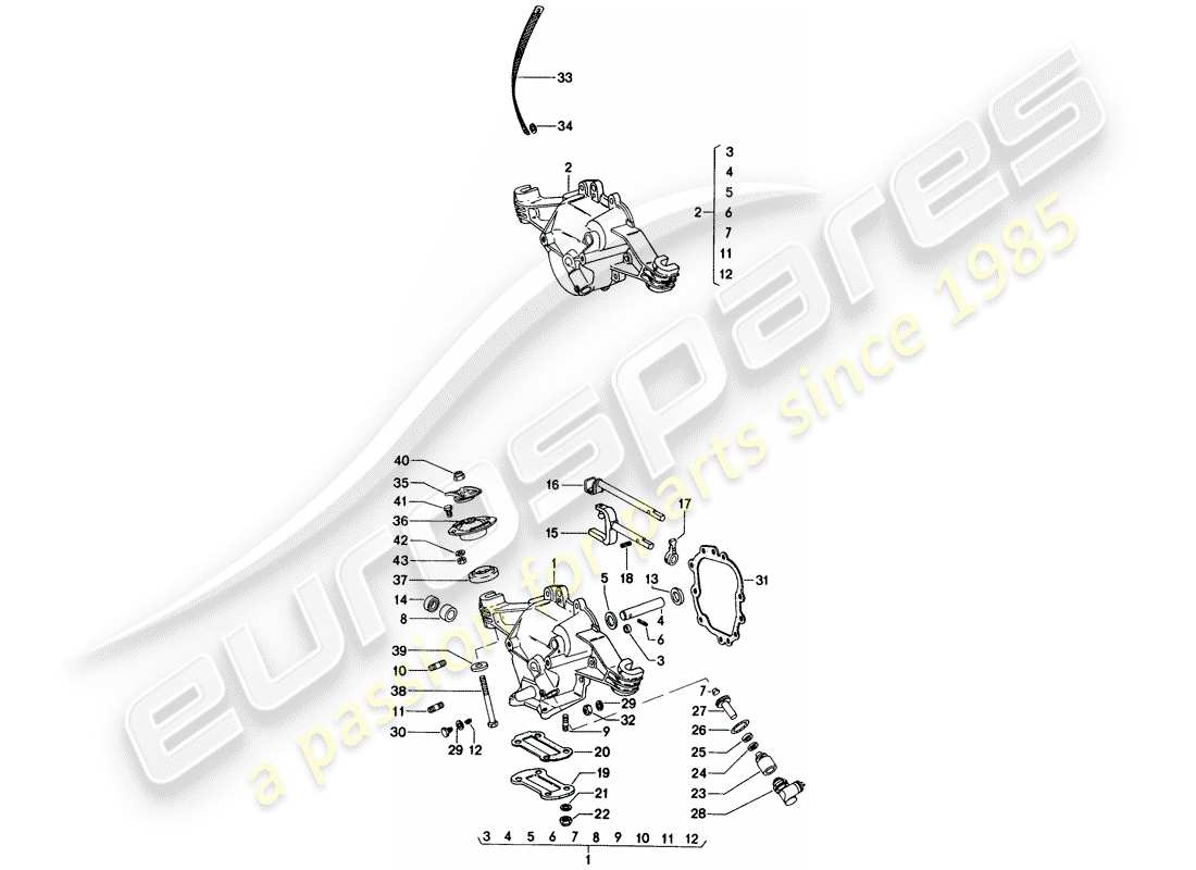 porsche 1974 (914) transmission cover - transmission suspension part diagram