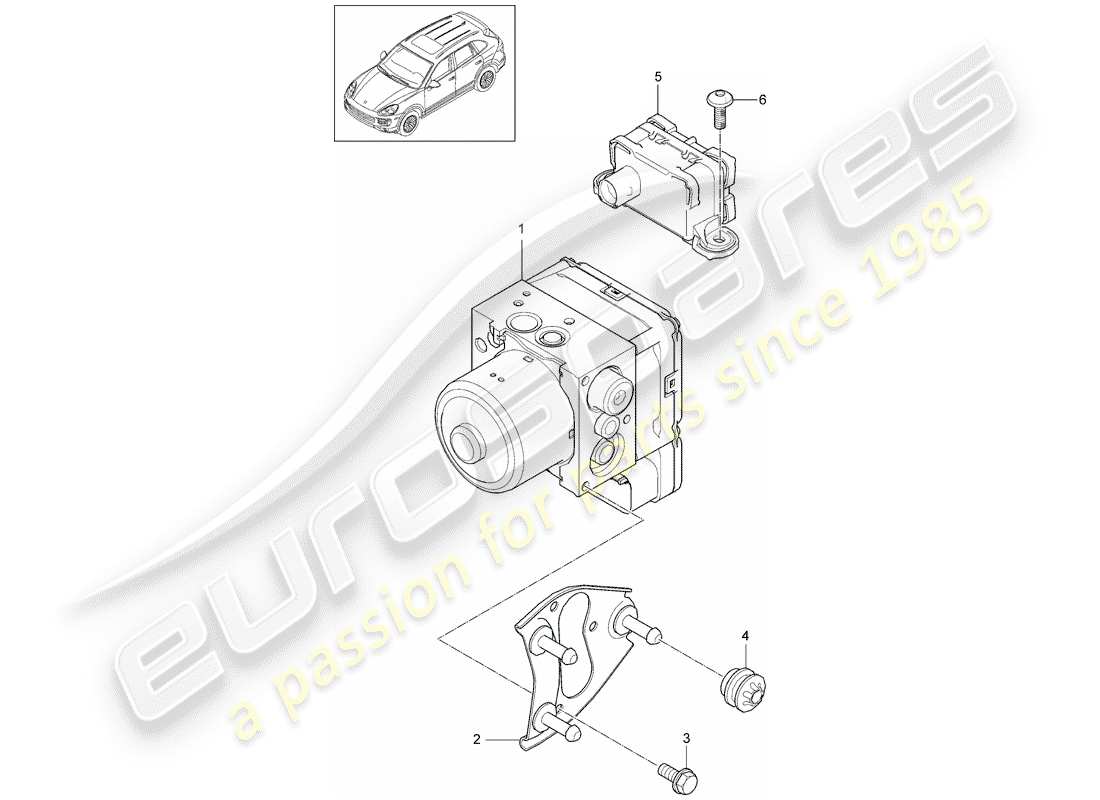 porsche 2013 (cayenne e2 92a) hydraulic unit parts diagram