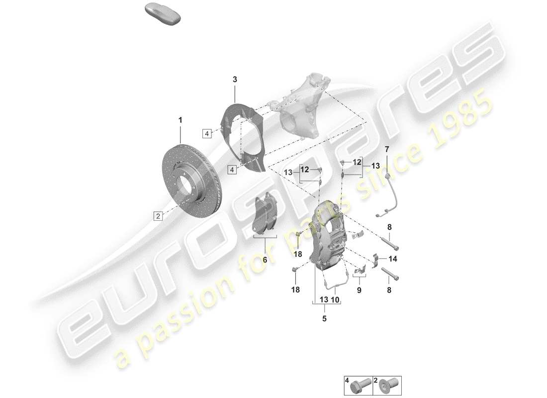 porsche 2019 (992-1) disc brakes parts diagram