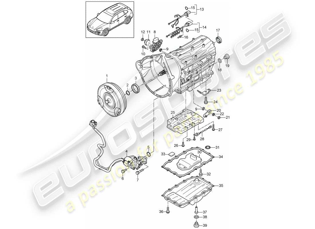 porsche 2017 (cayenne e2 92a) 8-speed automatic gearbox part diagram