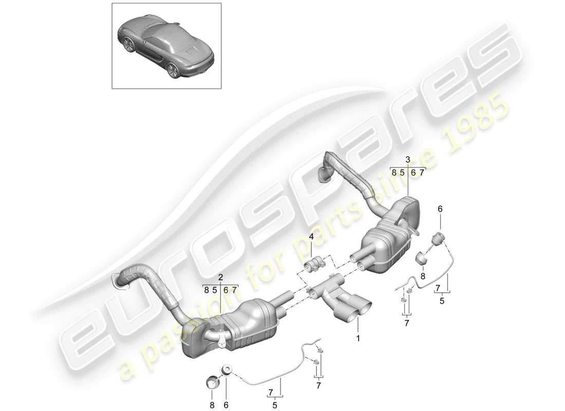 porsche 2012 (981 boxster) exhaust system part diagram