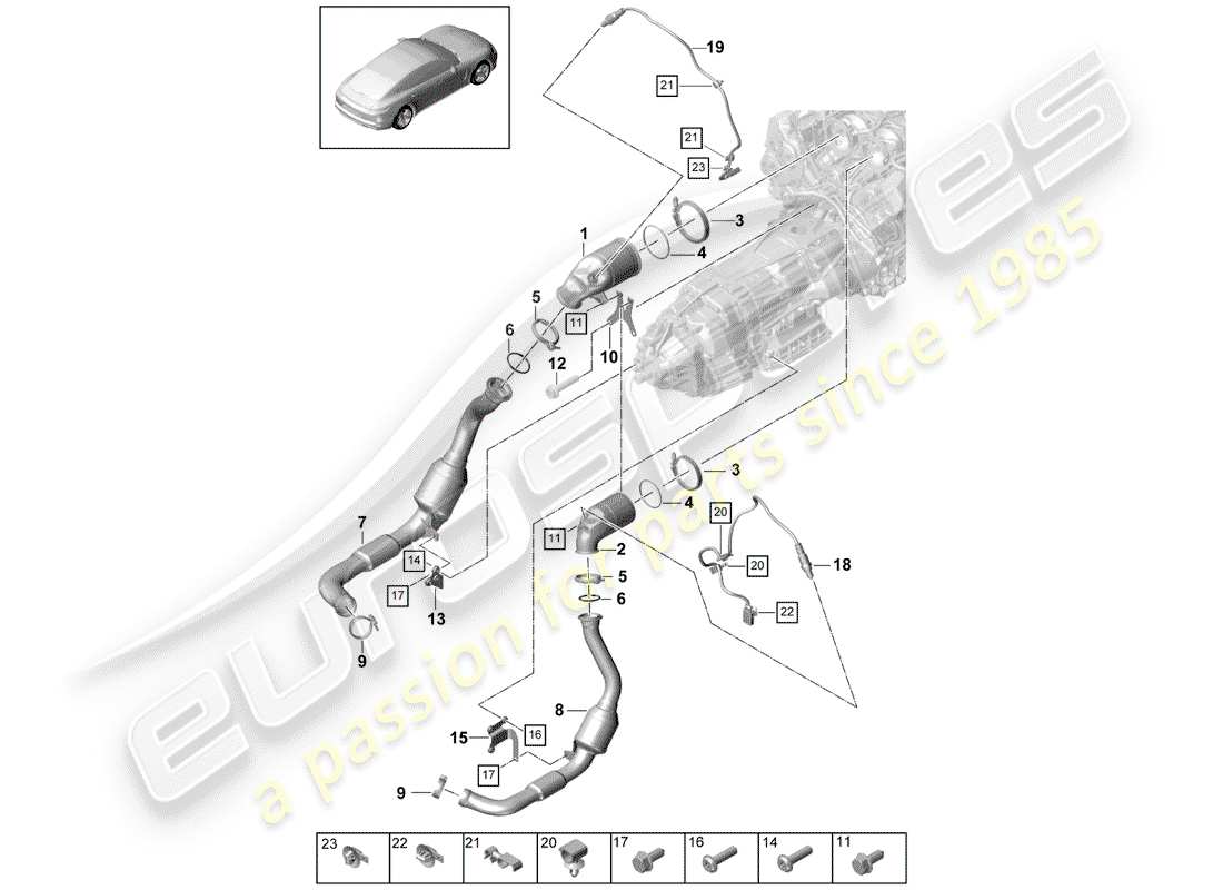 porsche 2019 (panamera 971-1) exhaust system part diagram