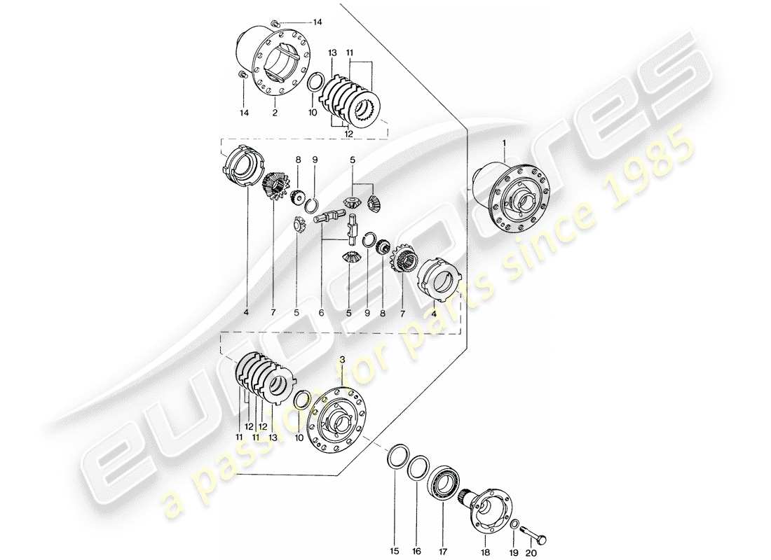 porsche 1972 (914) limited slip differential part diagram