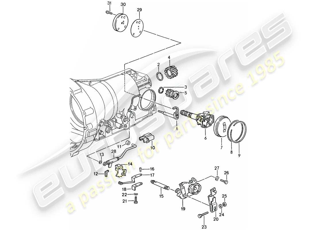 porsche 1993 (928) automatic transmission - transmission case - installation parts part diagram