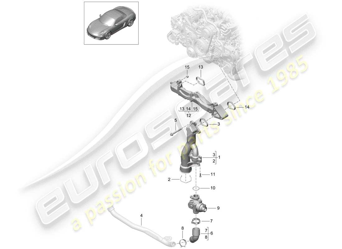porsche 2012 (981 boxster) sub-frame part diagram