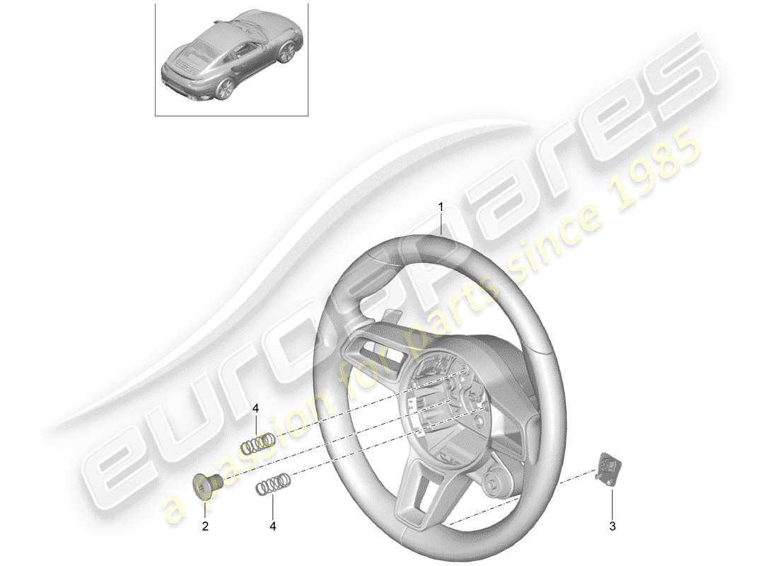 porsche 991 turbo (2016) steering wheel part diagram