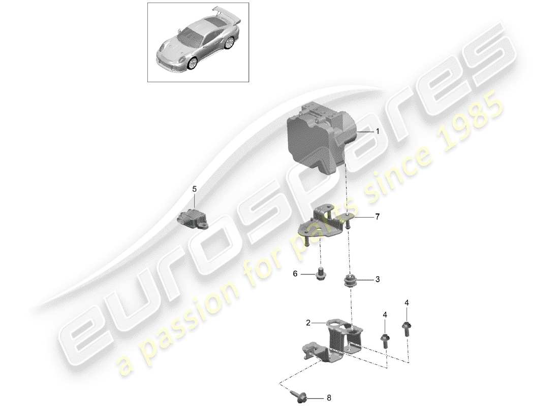 porsche 991 turbo (2014) hydraulic unit part diagram