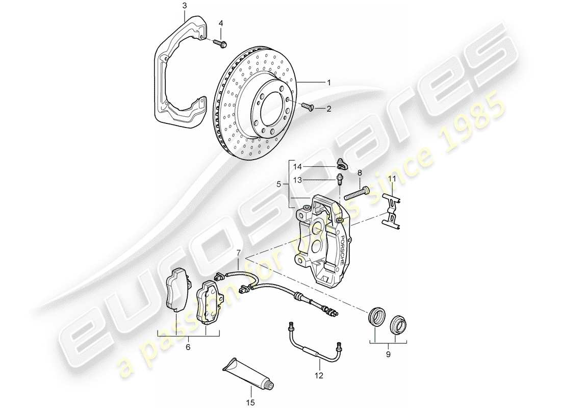 porsche 2009 997-2 turbo / gt2 disc brakes part diagram