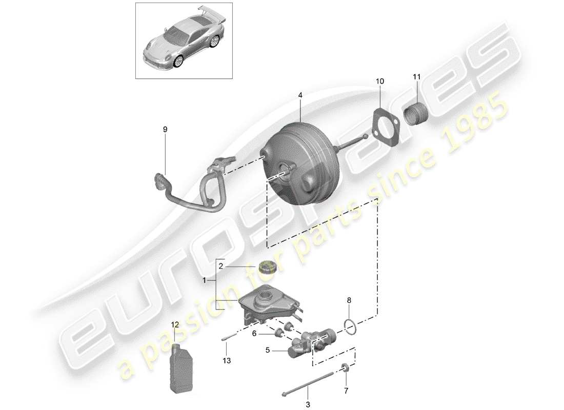 porsche 2015 (991-1 turbo) brake master cylinder part diagram