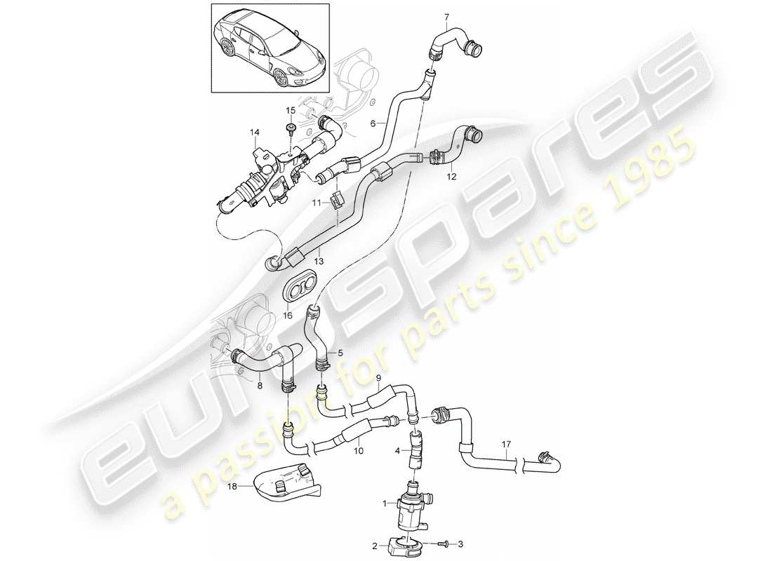 porsche 2015 (panamera 970) hot air line part diagram