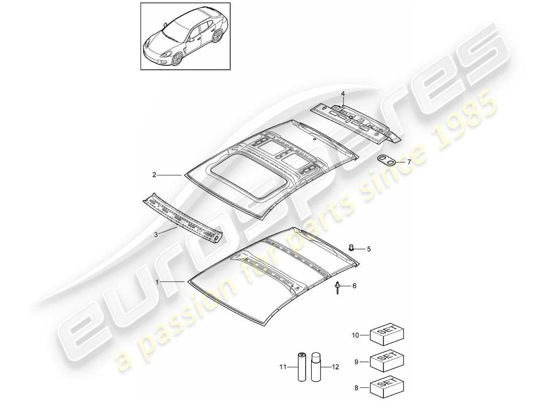 porsche 2014 (panamera 970) roof part diagram