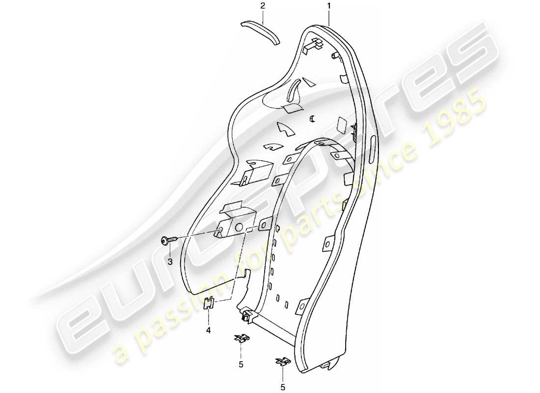 porsche 2005 (996 turbo / gt2) backrest shell - sports seat parts diagram